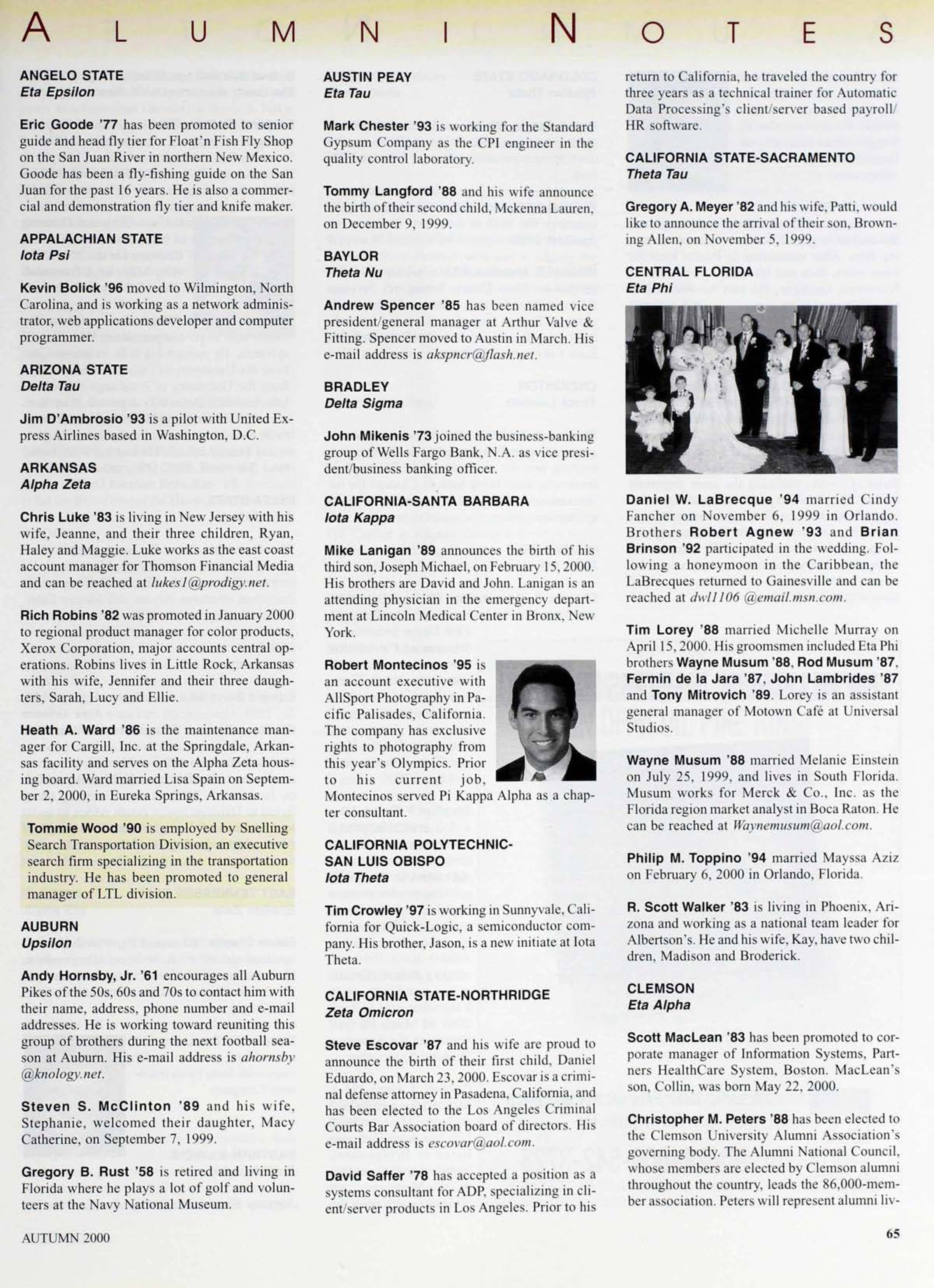 Alumni Notes, Autumn 2000